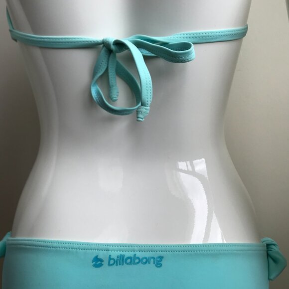 Billabong BLUE CRUSH era Vintage bikini aqua D cup solid halter top set RARE - Picture 5 of 6